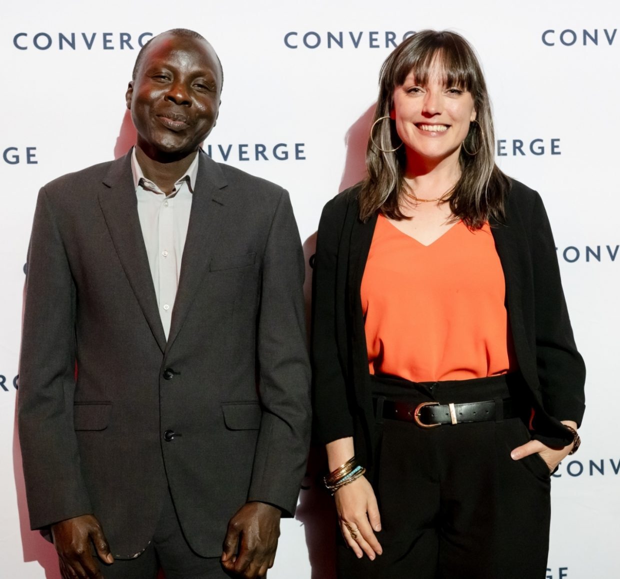 Blue Economy Award winner Aliyu Dala, CEO of Raygonal, with Lizzie Withington, Director of Venture Creation at Edinburgh Innovations