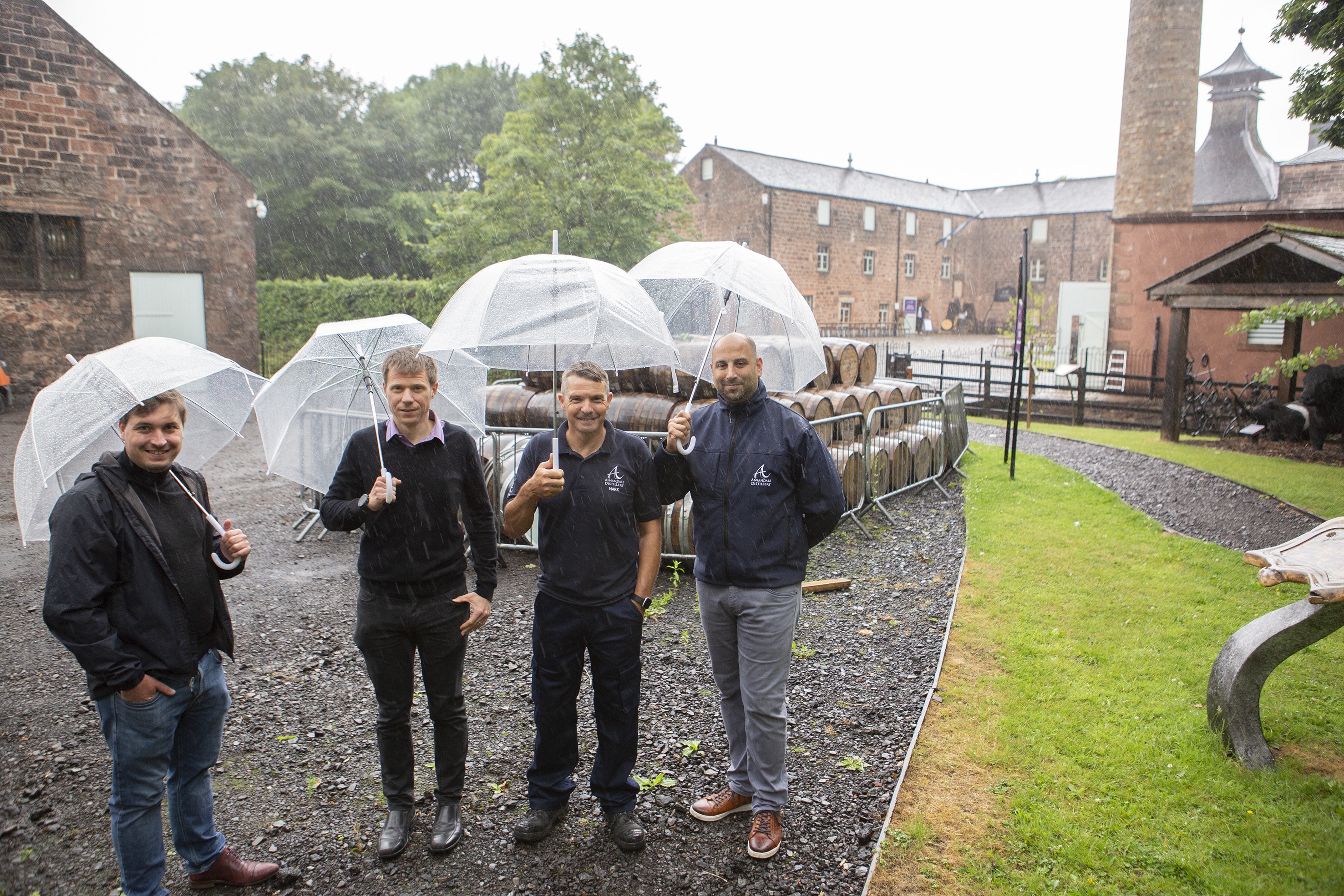 L-R: Exergy3's Dr Markus Rondé and Dr Adam Robinson, Annandale Distillery's Head of Production, Buildings & Estates Mark Trainor and Group Commercial Director David Ashton-Hyde