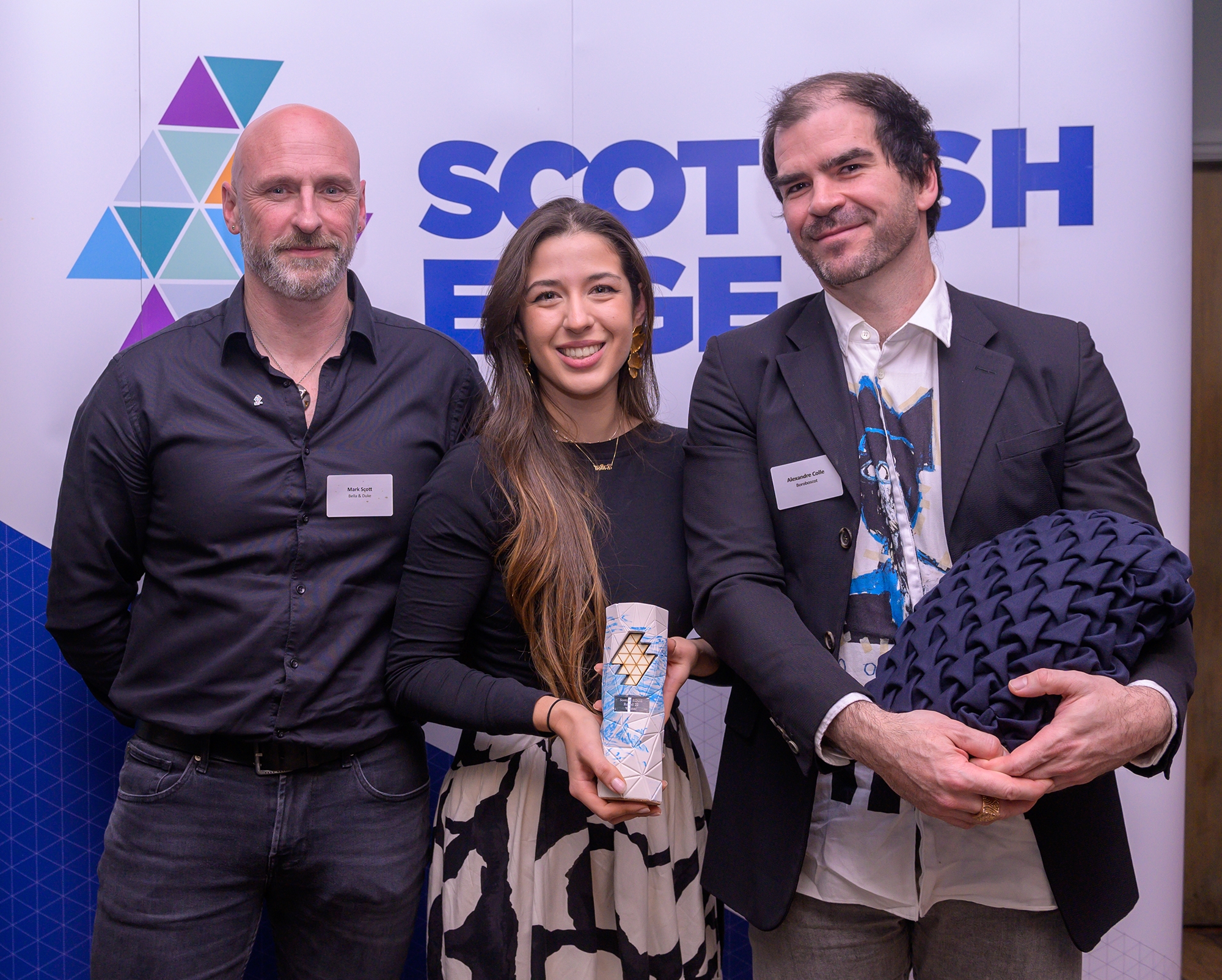 L-R Mark Scott of Bella Duke, Konpanion's Camila Jimenez Pol and Alexandre Colle