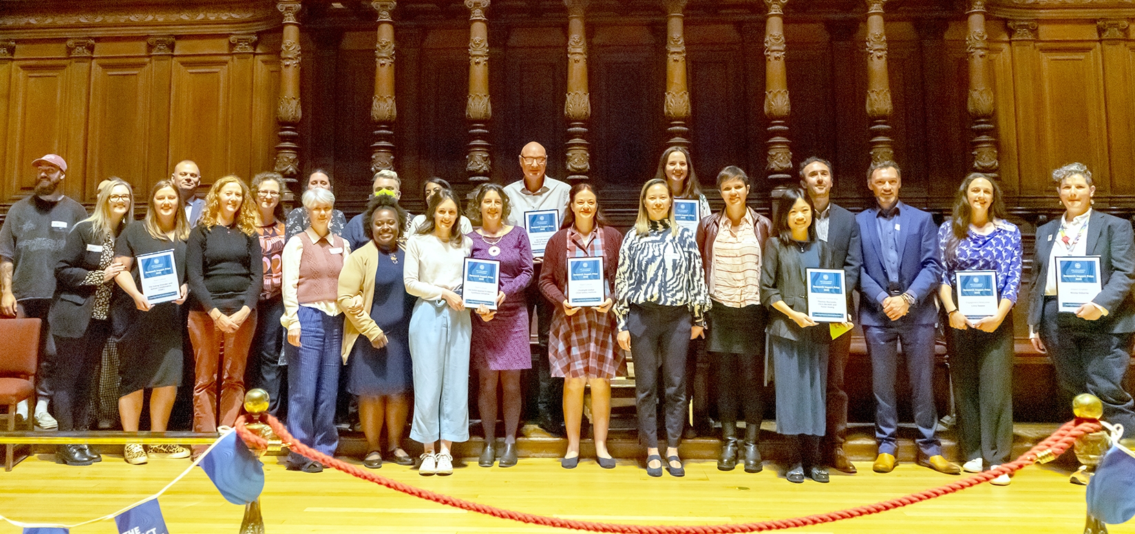 Some of the day's award winners, posing in the McEwan Hall