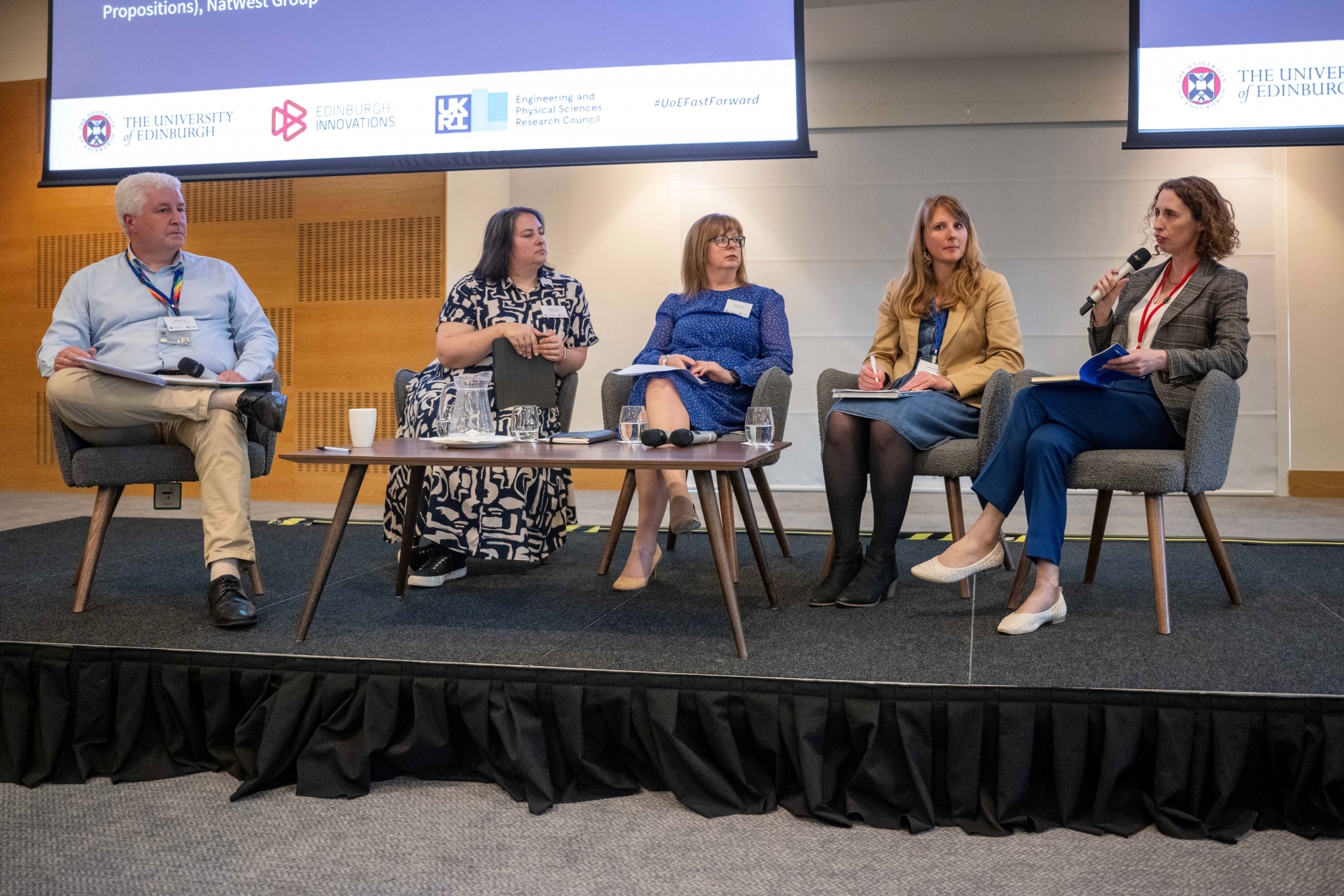 Summary panel L-R Dave Gorman, Samantha Swift, Sarah Murray, Professor Lindsay Jaacks, Dr Andrea Taylor