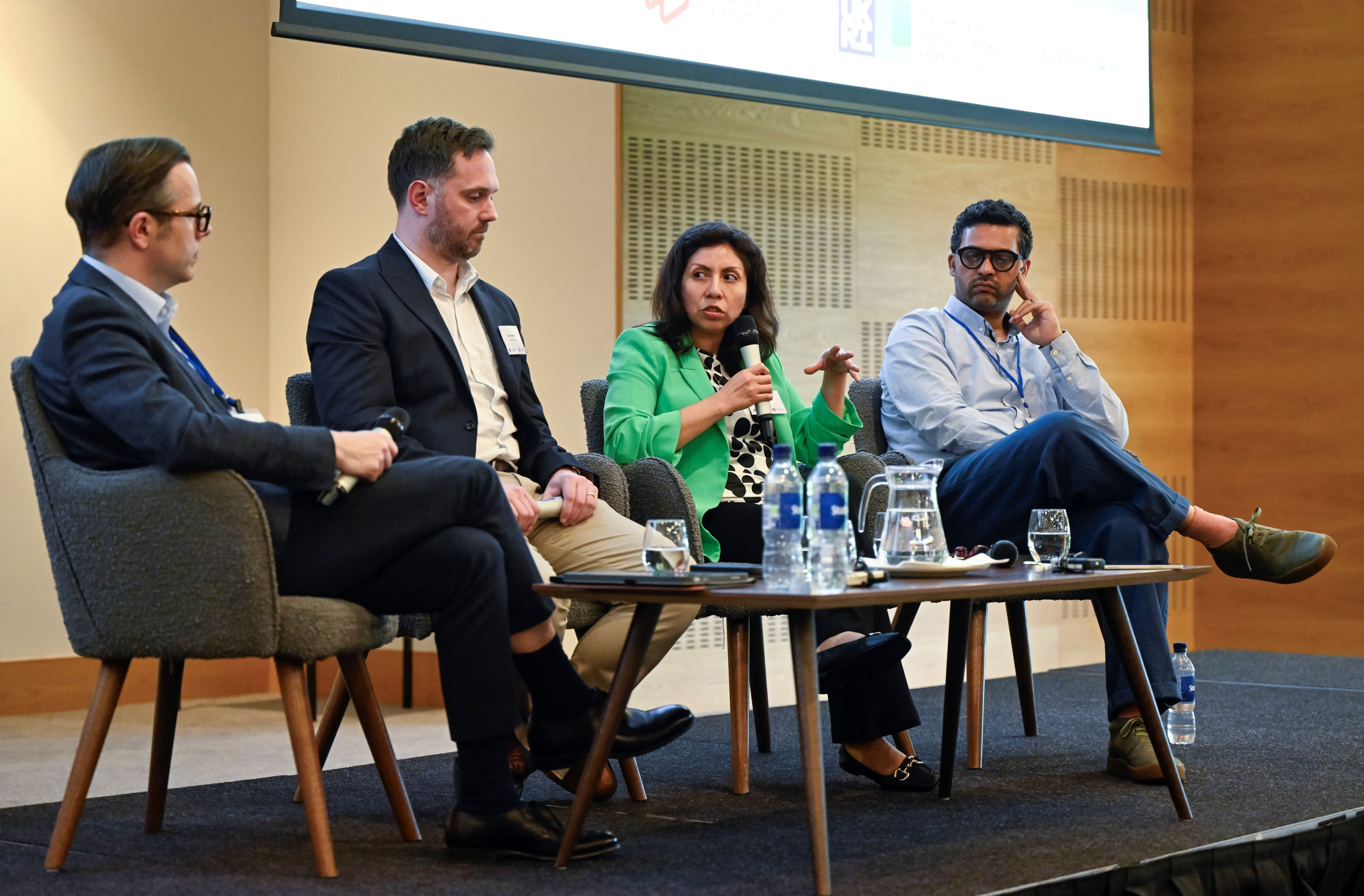 Closing panel L-R Professor Michael Rovatsos, Euan Wielewski of NatWest Group, Dr Shirley Cavin of Leidos, Dr Vaishak Belle, School of Informatics