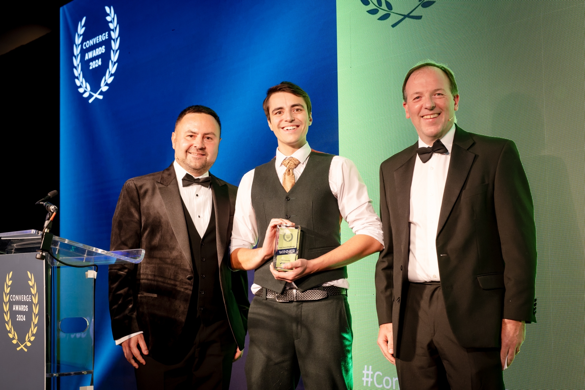 Alexander Speakman, founder of E.V.A. Biosystems, with John Stewart SSE and Adam Kosterka.