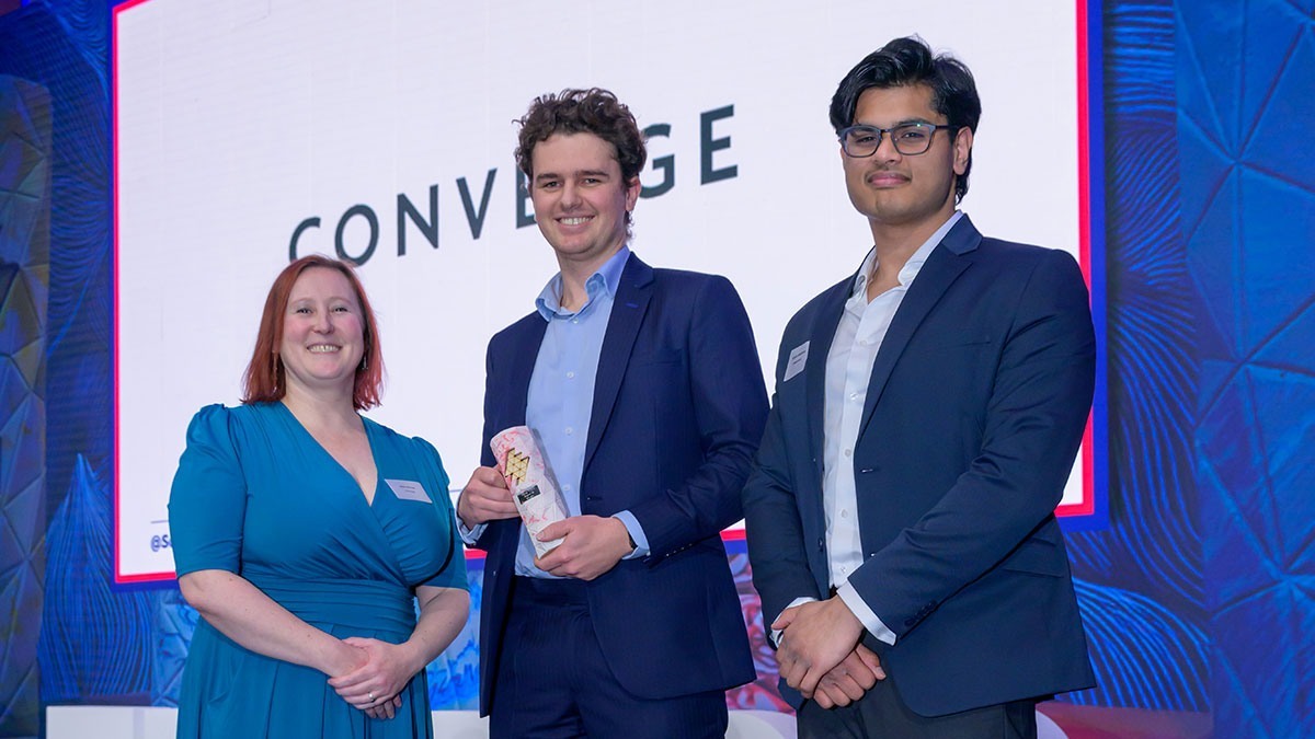 PhytoVenomics, Young EDGE Converge winner (L to R): Lissa Herron, Converge; Tristan Farmer; Arvaan Mukherjee