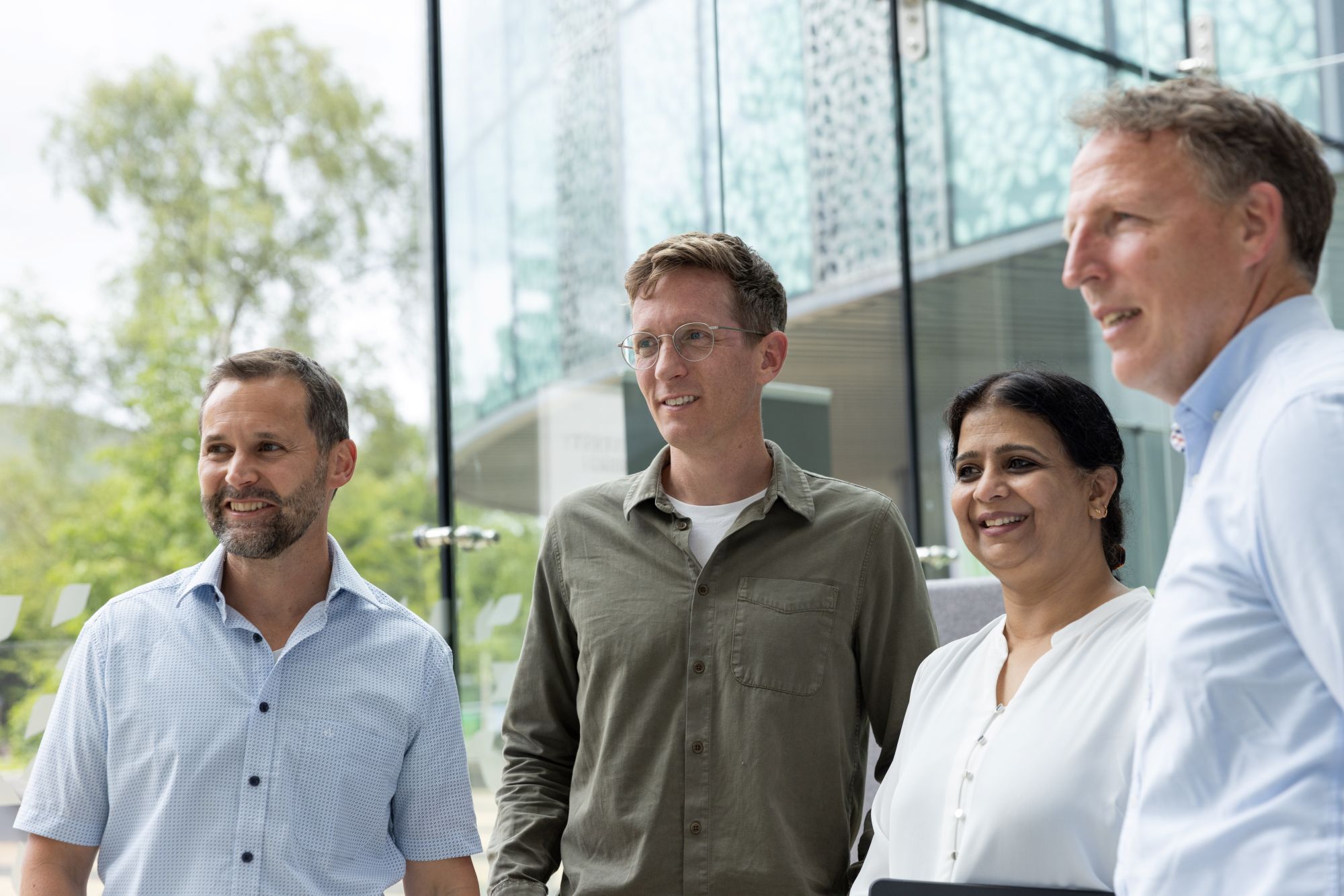 Roslin Technologies L-R Ernst van Orsouw, CEO; Tom Phillips, CCO; Deepika Rajesh, CSO; John Clinkenbeard, COO and CFO