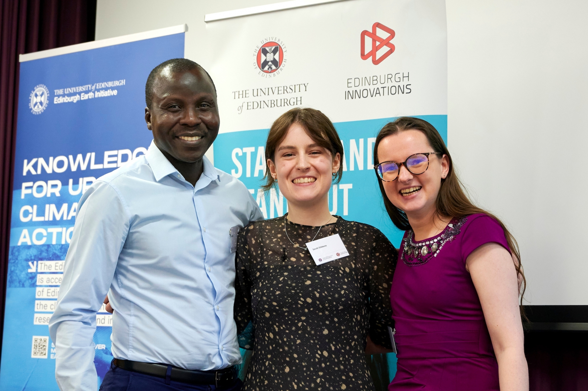 L-R: Dr Aliyu Dala, Edinburgh Innovations' Sarah Gibbens and Karis Gill