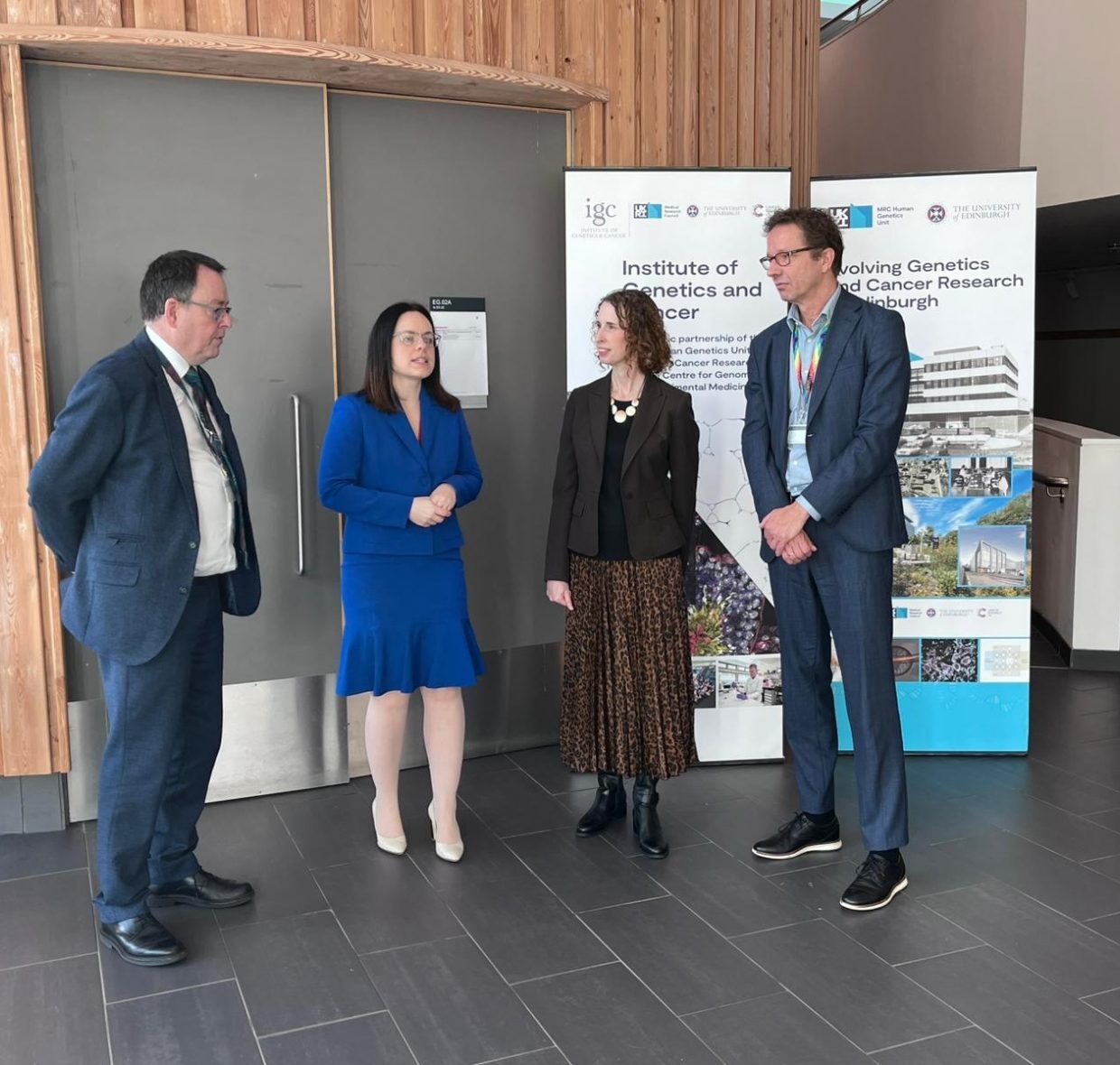 L-R Professor David Argyle, Deputy First Minister Kate Forbes, Dr Andrea Taylor and Professor Joris Veltman