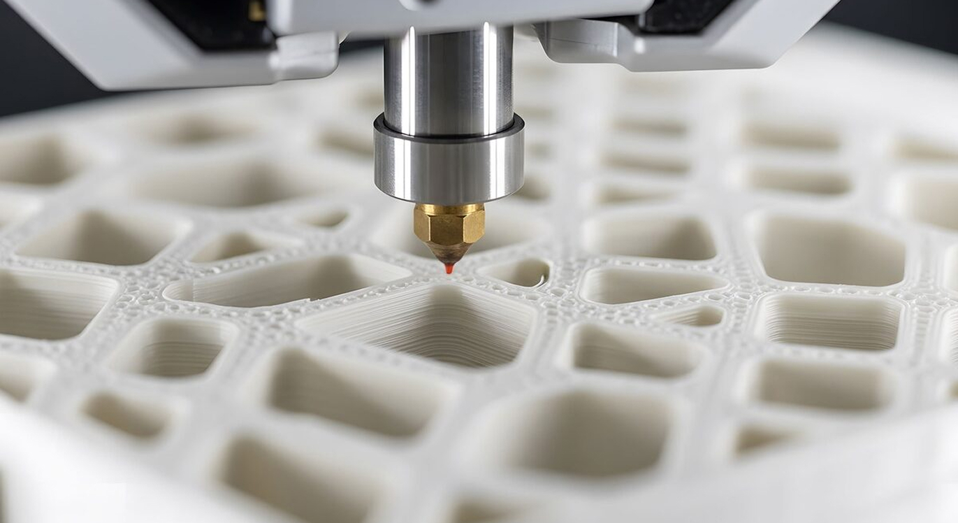 Adaptive nozzle for 3D printing of composite materials